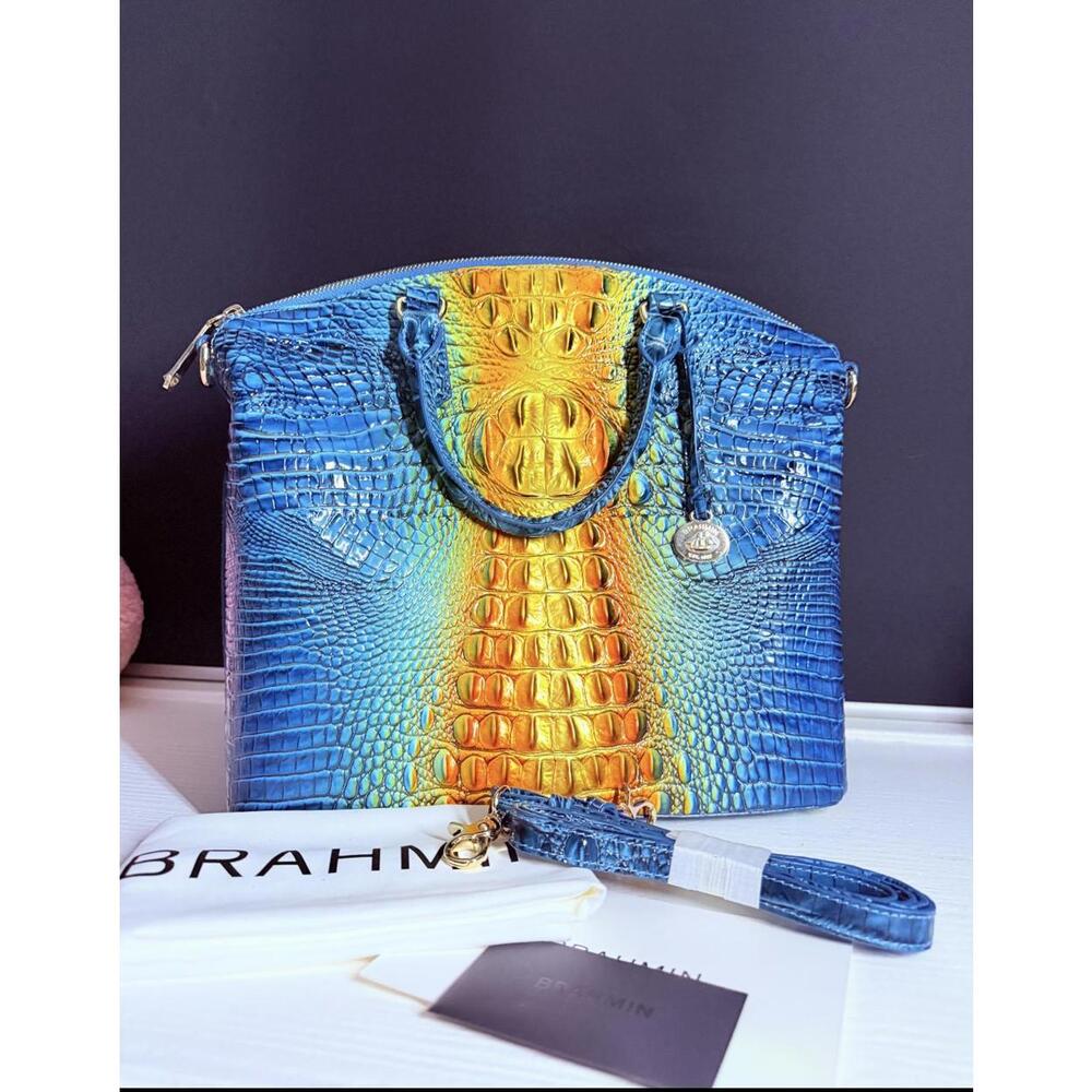 Brahmin Large Duxbury Satchel NWT | Bermuda Ombre Melbourne w/ Strap & Dust Bag
